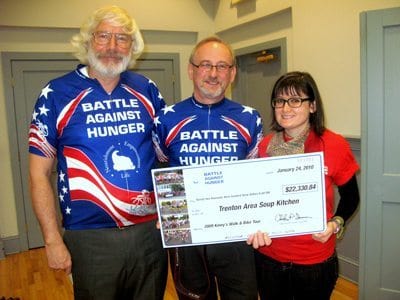 Chuck Inman (l) founded the Battle Against Hunger Bike Ride, which has raised hundreds of thousands of dollars for soup kitchens in New Jersey.