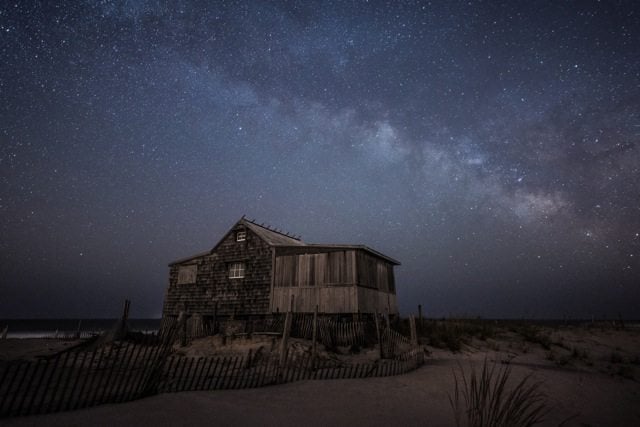 Moonlight on Judge's Shack, Island Beach by Ray Yeager.