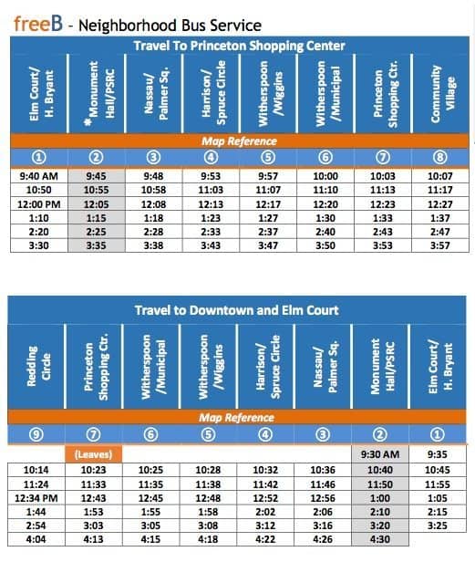 Princeton freeB revised schedule