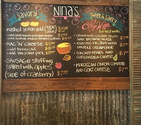 Nina's Waffles Nassau Menu