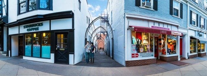 A rendering of the arches welcoming visitors to Dohm Alley.