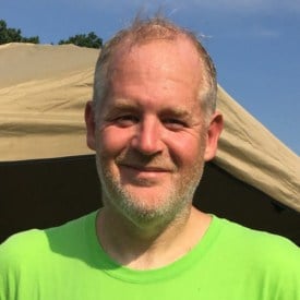 David Gorman just after finishing the September 5-mile race in preparation for the Princeton Half Marathon.