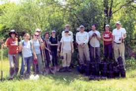 Volunteers plant flowers and trees at Hopewell Borough Park