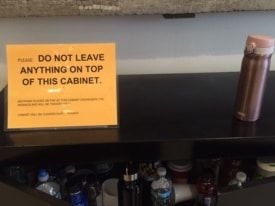 Out and About: Please do not leave anything on top of this cabinet