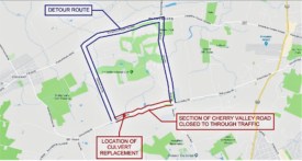 Cherry Valley Road to be closed for three months starting Tuesday