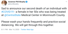 NJ governot Twitter death announcement