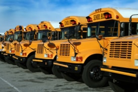 parked public school buses