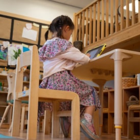 student with a tablet learning