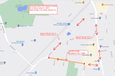 Portion of Alexander Road to be closed in West Windsor weekdays beginning Friday, Aug. 13