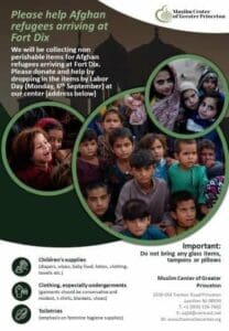 Muslim Center of Greater Princeton hosts clothing and supply drive for Afghan refugees arriving at Fort Dix