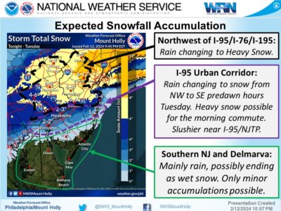 Winter storm warning in effect for Princeton region until 3 p.m. Tuesday